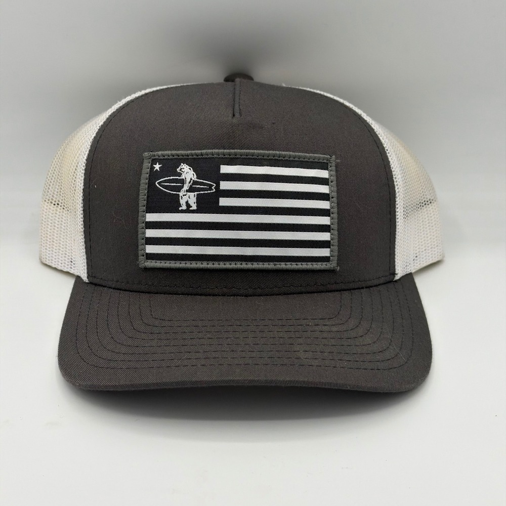 Everyday California Snapback Hat Surfing Bear Gray White Mesh OSFM